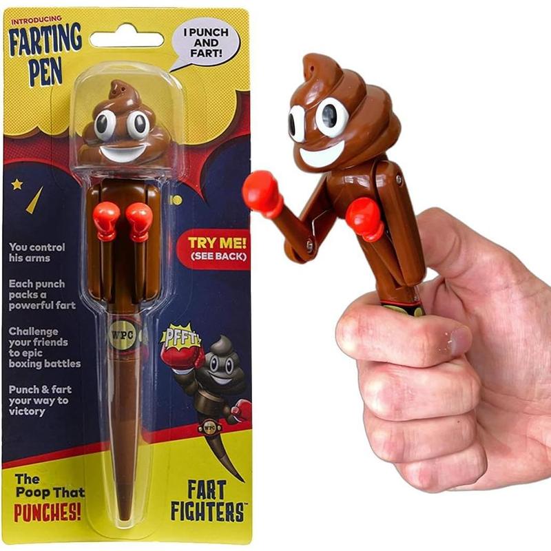 Poop Farting Pen with Punching Arms - Great Stocking Stuffers for Kids - Silly Gifts & Awesome Funny Gifts for Teens - Fun Boxer Gifts for Boys & Girls - Poop Pen That Farts (Boxer)