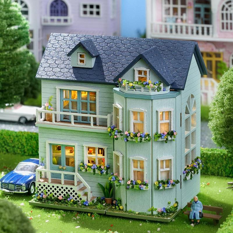 DIY Miniature House Kit, House Building Kit with LED Light, Creative Birthday and Holiday Gift Options, Christmas Gift