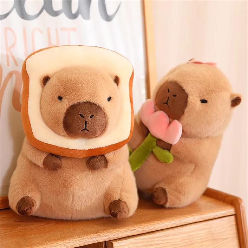 Summer Cartoon Capybara Design Plush Toy, Cute Capybara Stuffed Animal Doll, Super Soft Toast Plushies Handle Flower Plush Toy for Room Decor, Stuffed Animals Decorative Room Accessories, Birthday Gifts, Stuffed Animal