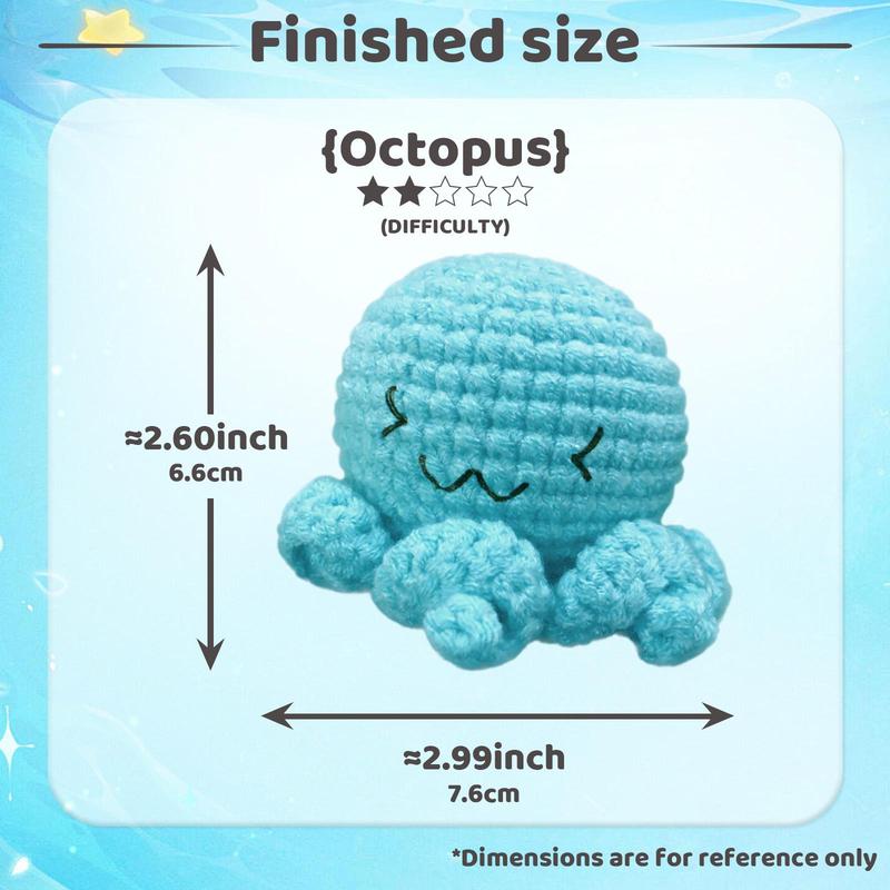 Cute Smiling Octopus Design Crochet Kit, 1 Set DIY Knitting Kit with Accessories, DIY Knitting Supplies for Beginners