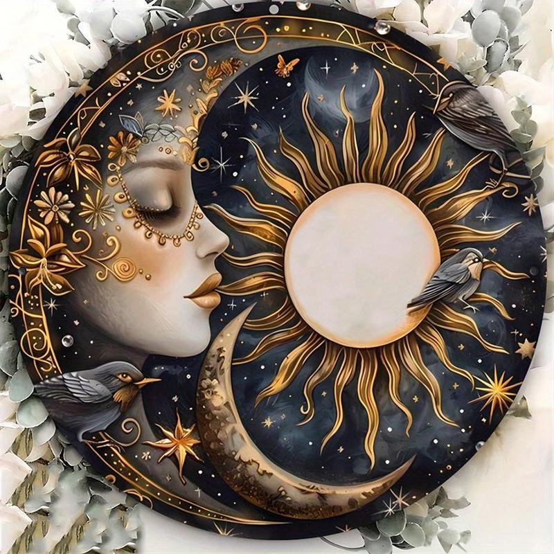 5D DIY Diamond Arts Colorful Painting Kit, Moon & Sun Pattern Diamond Arts Colorful Painting without Frame, DIY Decorative Painting for Bedroom