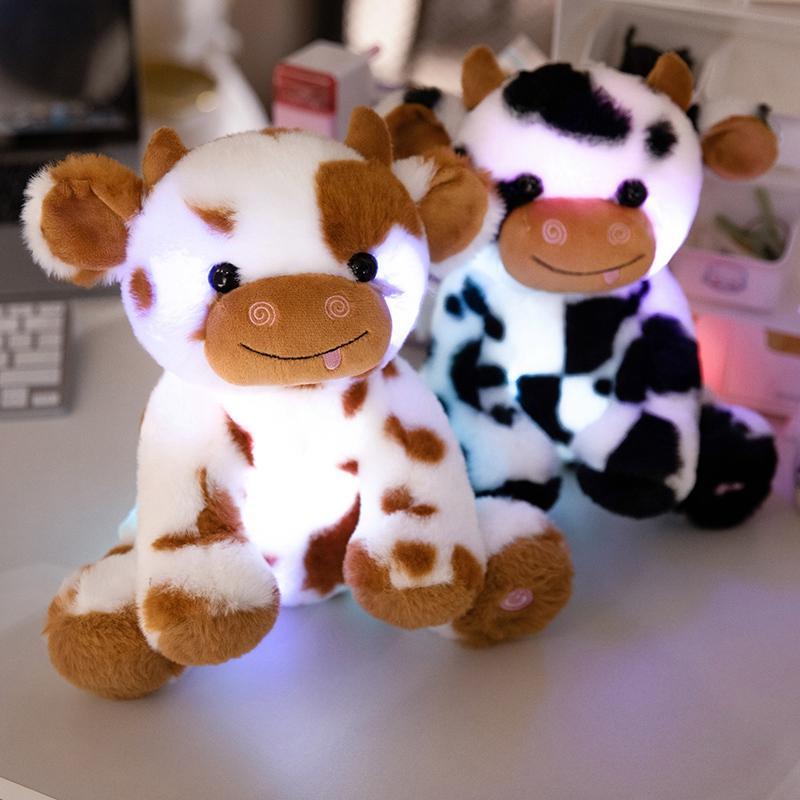 Cute Cow Design Plush Toy, 1 Count Soft & Comfy Animals Stuffed Plush Toys with LED Light, Creative Home Decoration for Gifts