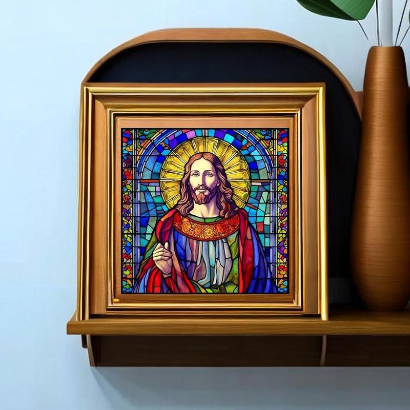 Jesus Pattern DIY Diamond Art Painting Picture Without Frame, DIY 5D Diamond Arts Painting Kit, Wall Art Decor for Home Living Room Bedroom