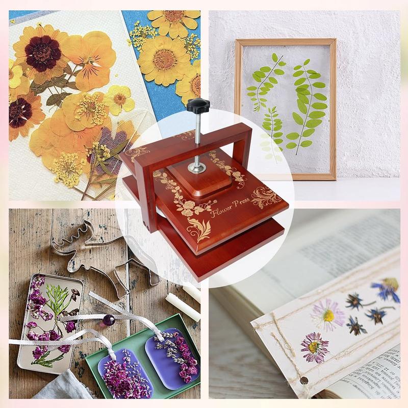 11.6 * 7.9 inch Flower Press Kit Even Pressure Flower Pressing DIY Arts & Craft Kit for Adults Dried Flower Plant Preservation Kit with 6 count Absorbent Paper & 1 Tweezer Plant Lover Gifts