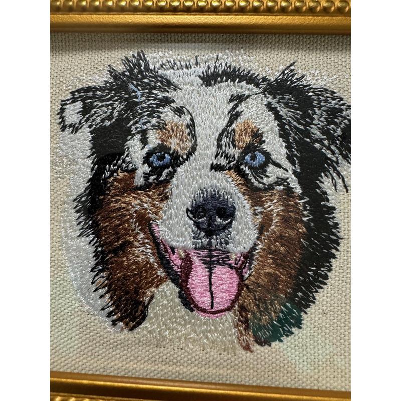 Miniature American Shepherd Machine Embroidered and Framed! Other Breeds Available!