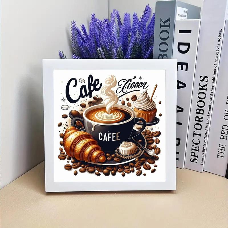 Coffee Pattern DIY Diamond Art Painting Kit without Frame, DIY Diamond Arts Painting Picture, DIY Decor Painting for Bedroom Living Room