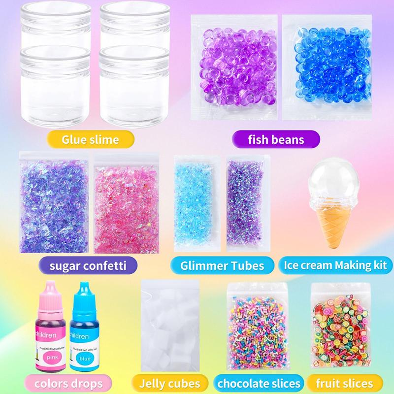 Slime Kit Confetti Slime, Glimmer Crunchy Slime, Foam Slime, Jelly Cubes Slime, Stress Relief Toys, Party Favors for Kids, for Girls  Boys toys