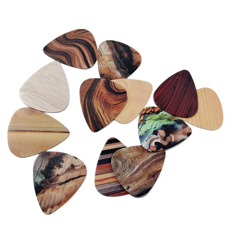 12 Unique Pattern Guitar Pick Set, 12pcs set Different Wood Pattern Guitar Pick, Double Sided Printed Guitar Pick, Music Accessories For Guitar Ukulele