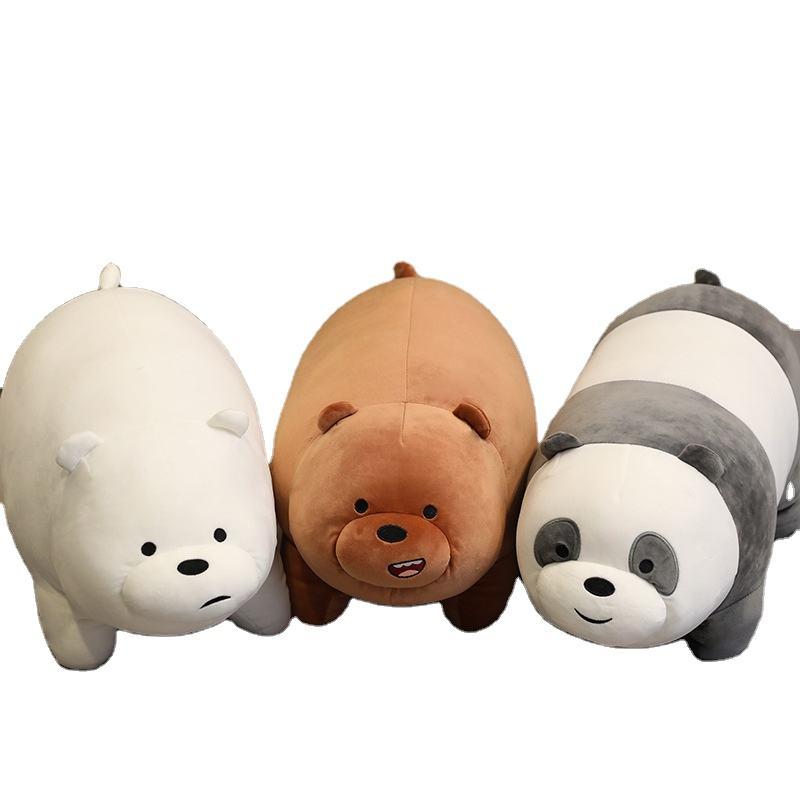 3 piece set We Bare Bears Stuffed Animals Ultrasoft Panda Plush Toy, Kawaii Throw Pillow for Kids, Hugging Doll for Girls Boys 11.8