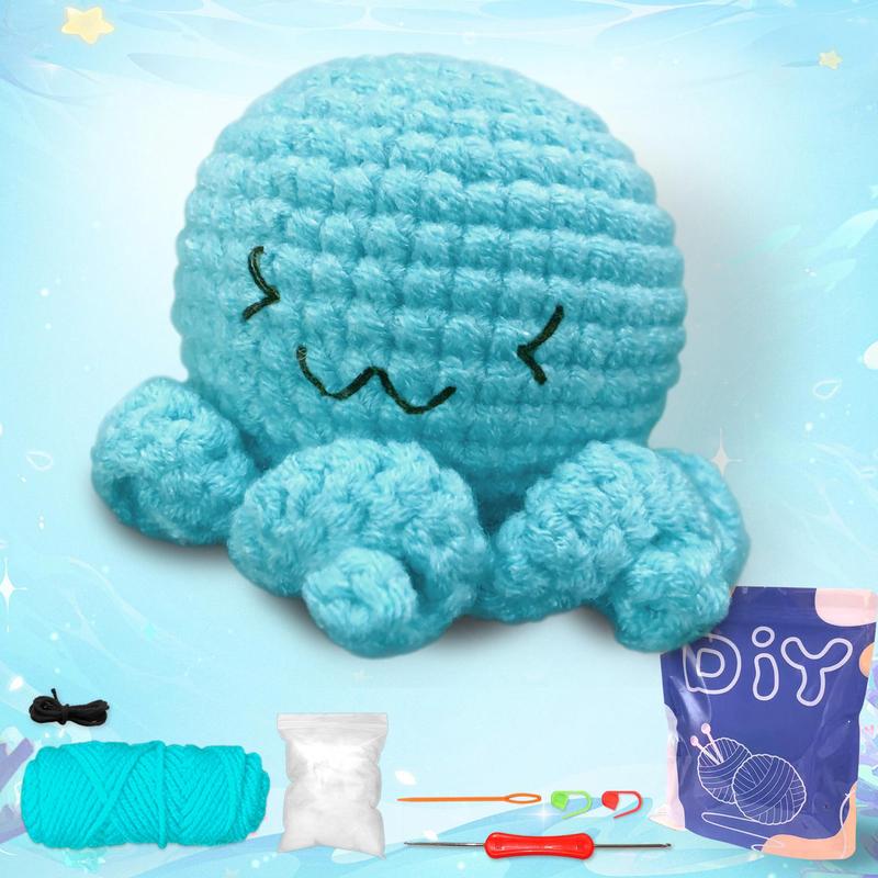 Cute Smiling Octopus Design Crochet Kit, 1 Set DIY Knitting Kit with Accessories, DIY Knitting Supplies for Beginners