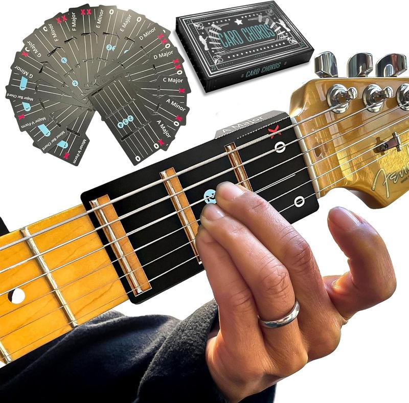 Learn Guitar in Minutes Deluxe Edition with Case Card Chords (Fits All Guitars) GUITAR CHORDS allow you to PLAY the ACOUSTIC or ELECTRIC Guitar while the CARD is on the FRETBOARD Guitar Starter