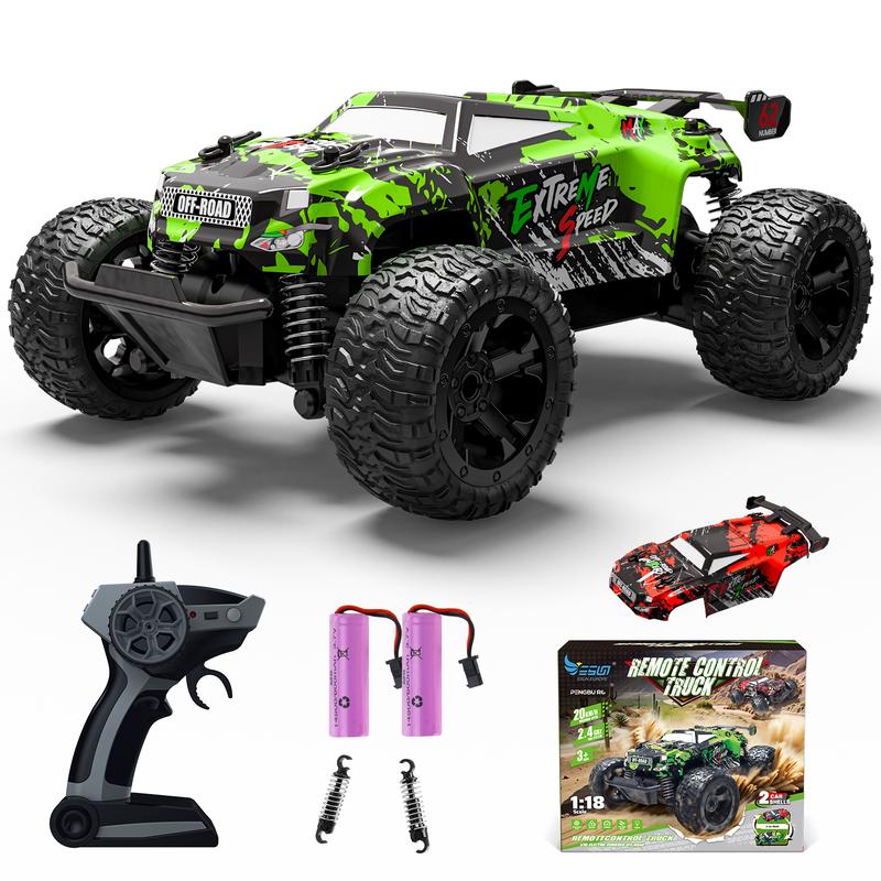 Remote Control Car, 2.4Ghz All Terrain Off-Road Monster Truck, 20 KM H Rc Cars with LED Bodylight and 2 Rechargeable Batteries Toys for Boys Age 4-7