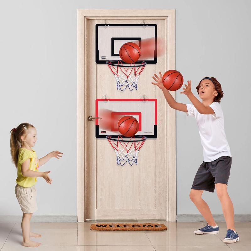 2 count Mini Basketball Hoop with 4 Basketball, Sticky Hook, Pump, Indoor No Drilling Basketball Hoop Decompress Game for Christmas Kid Adult Gift