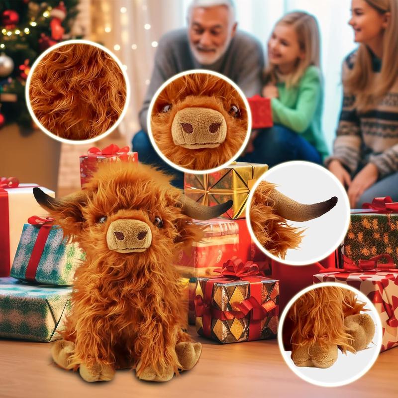 Highland Cow Stuffed Animals Toys Plushies Cute Cow Stuffed Animal Plush Cow Decor for Kids (10.5 inches)