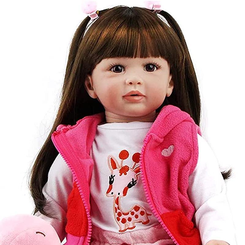 60cm 24 Inch Girl Doll with Long Hair, Lifelike Reborn Baby Dolls, Birthday & Festival Gift Toy for Kids & Toldders, Christmas Realistic Baby Dolls, Thanksgiving Christmas Gift Set