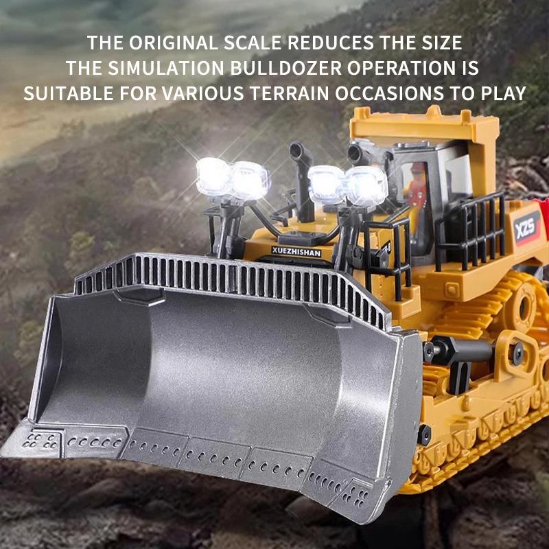 2.4G 9 Channel Remote Control Bulldozer RC Excavator Dumper Car Remote Control Engineering Vehicle Crawler Truck Bulldozer Toys for Boys Kids Christmas Gifts