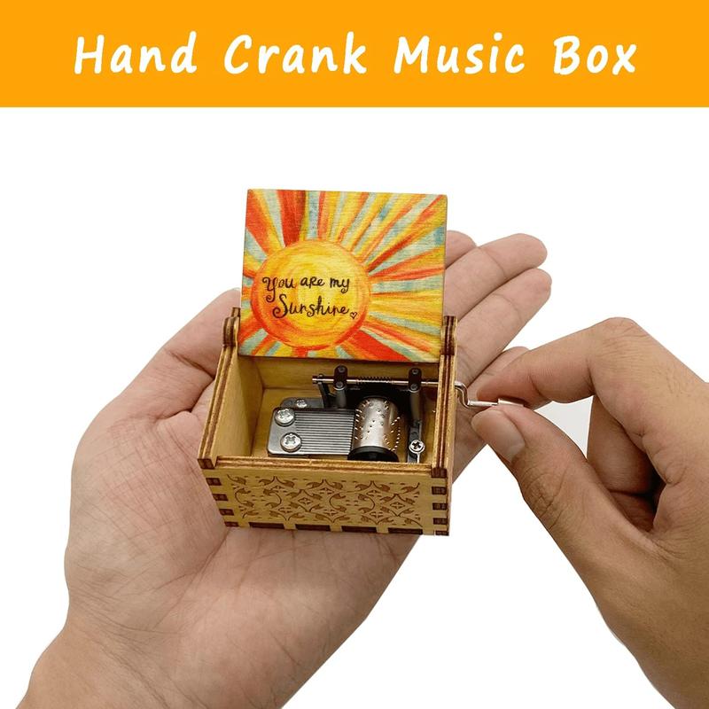 Music Box You are My Sunshine,  Gifts for Mom Daughter Wife, Wooden Hand Crank Vintage Colorful Musical Boxes for Birthday Anniversary Christmas Valentines Day Mothers Day