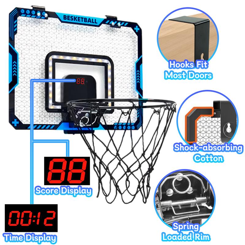 Indoor Mini Basketball Hoop Set with Electronic Scoring & Lights