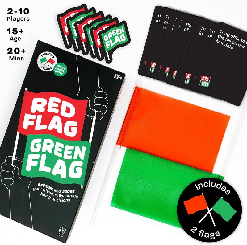 Red Flag Green Flag Game: Judge Your Friends’ Disastrous Dating Decisions | Ages 15+ | 3-10 Players | 230 Scenario Cards | Teens & Adults |