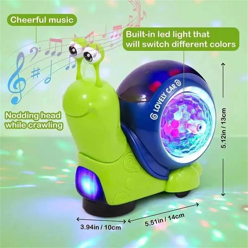 Crawling Snail Design Music Toys, Electric Snail Toy, Cute Electronic Animal Crawl Toy, Toys with Built-in LED Light, Interactive Learning Toy