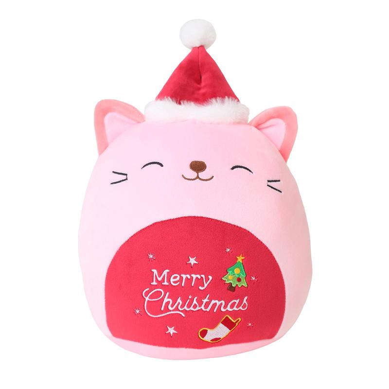 Christmas Cute Cat Design Plush Toy, 1 Count Soft Washable Plush Toy with Santa Hat, Suitable for Boys and Girls, Birthday Gift, Holiday Gift