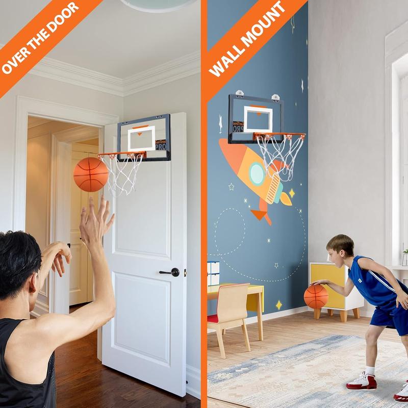 Pro Mini Basketball Hoop Indoor Family Games for Door and Wall with Complete Accessories Transparent