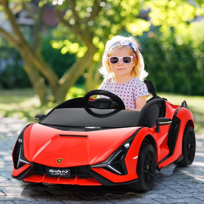 [LiveOnly] Costzon Licensed Lamborghini SIAN Ride On Car, 12 V Battery Powered Electric Vehicle with Control Remote, Music, Horn, 2 Speeds, Suspension, LED Lights, Bluetooth, USB