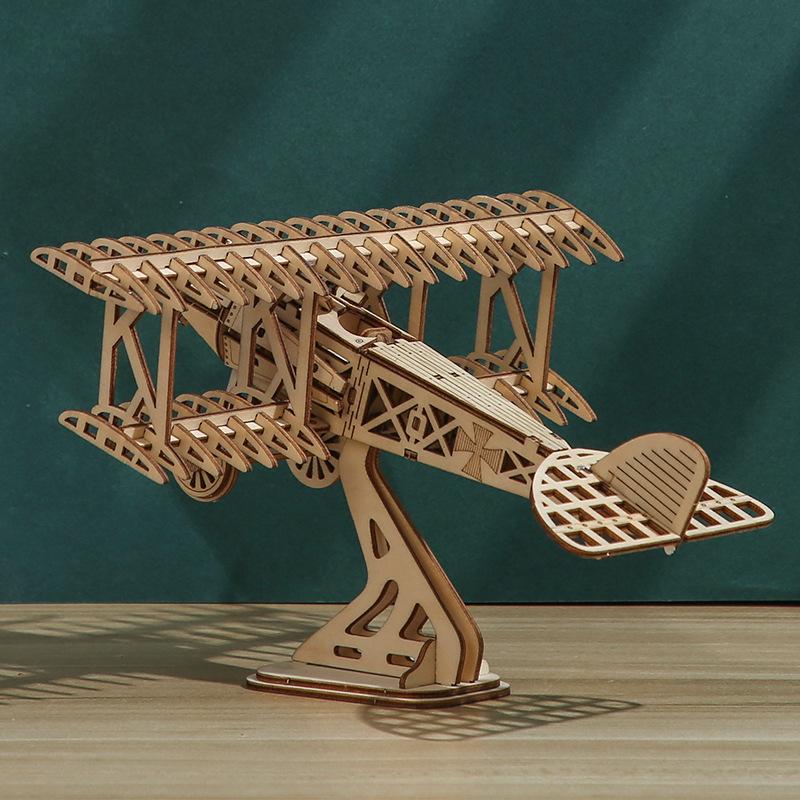 NiqueAura Wooden Airplane Handmade DIY 3D Puzzle Desktop Ornaments Christmas Gift