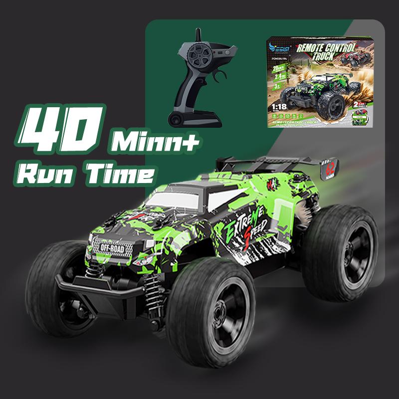 Remote Control Car, 2.4Ghz All Terrain Off-Road Monster Truck, 20 KM H Rc Cars with LED Bodylight and 2 Rechargeable Batteries Toys for Boys Age 4-7