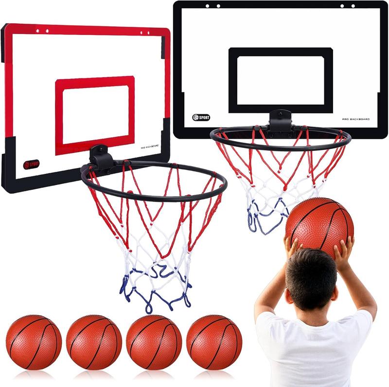 2 count Mini Basketball Hoop with 4 Basketball, Sticky Hook, Pump, Indoor No Drilling Basketball Hoop Decompress Game for Christmas Kid Adult Gift