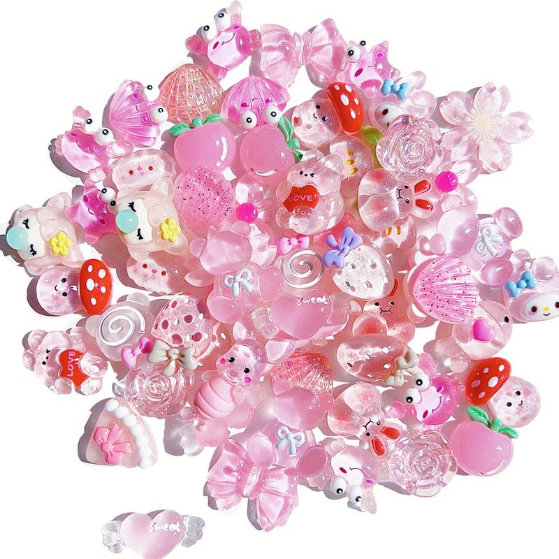 60pcs Cute Resin Charms Set - Bulk Mixed Slime Charms