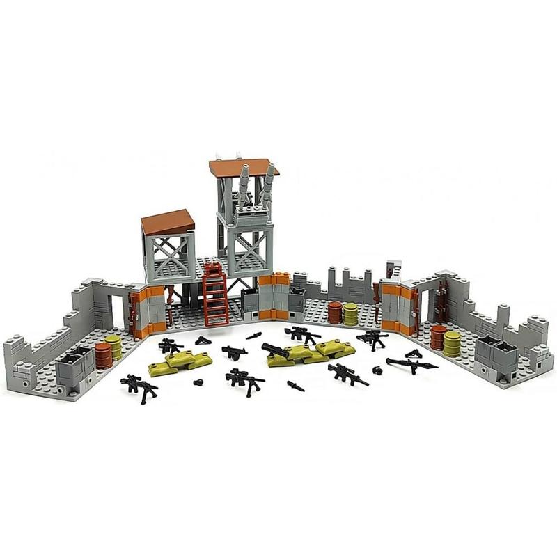 Military Base Building Brick Set for Army Minifigure War Accessories, Defence Base Guard Tower Guns Weapons Building Block Toy for Kids 8 10 12 14 Years