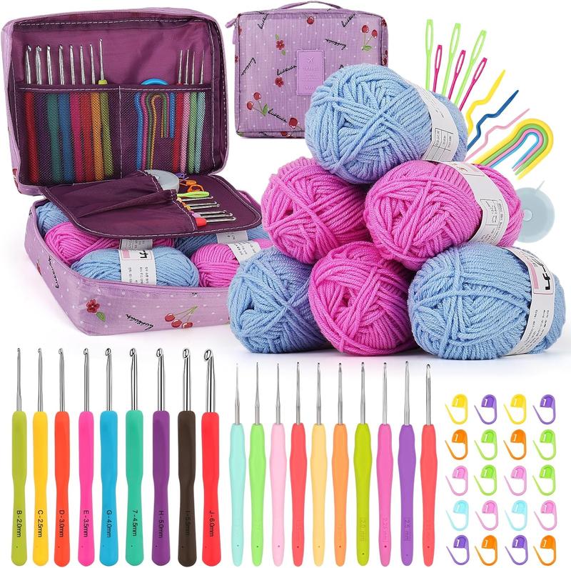 Crochet Kit for Beginners, 50 count Crochet Starter Kit with Small  Crochet Hooks, Crochet Storage Bag, Crochet  Yarn, Crochet Supplies - Learn to Crochet Complete Crochet Kit