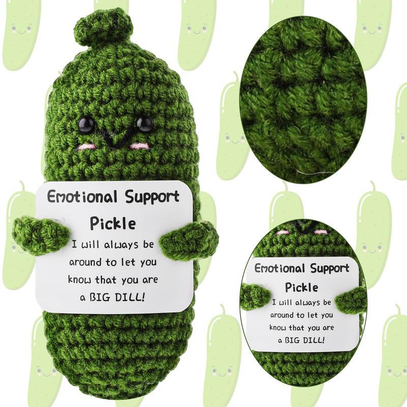 Handmade Emotional Support Pickle Gifts - Mini Funny Emotional Support Pickled Cucumber Gift, Emotional Support Crochet Pickled Cucumber Knitting Doll Gift for Friends Home Office Decor