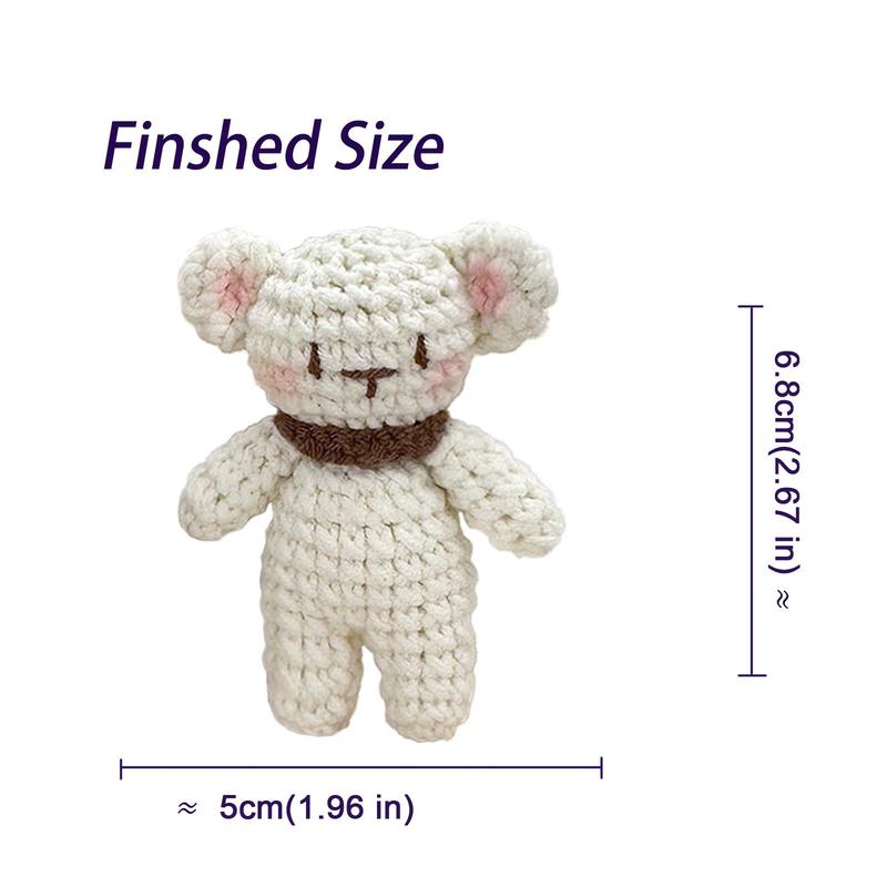 Little Bear Crochet Material Package, 2 Counts Cute Crochet Stuffed Animal Kit for Beginner, Crochet Animal Kit Include Videos Tutorials, Yarn, Seam Markers