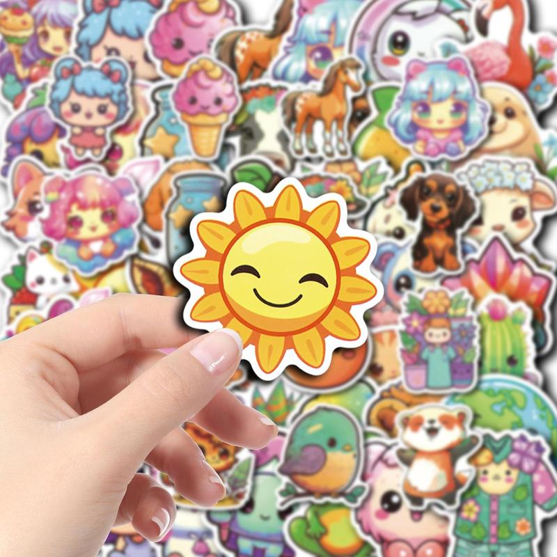 Cartoon Animal Pattern Sticker, 49pcs set Cute Cartoon Sticker, DIY Decorative Sticker for Scrapbooking, Journaling, Gift Wrapping