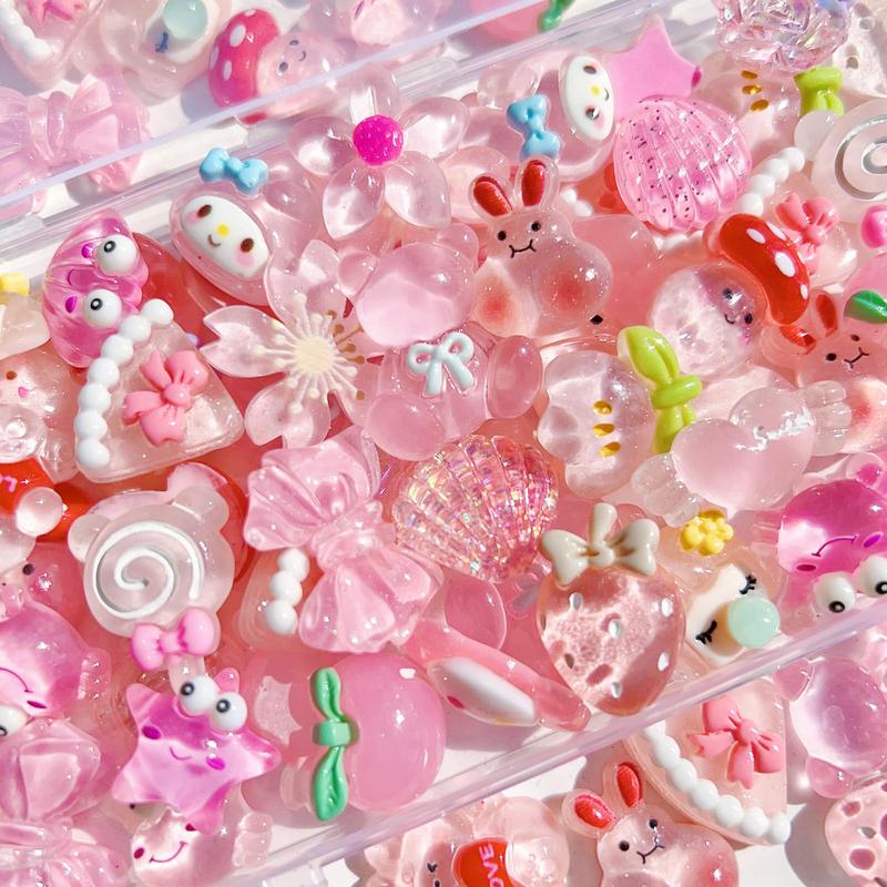 60pcs Cute Resin Charms Set - Bulk Mixed Slime Charms