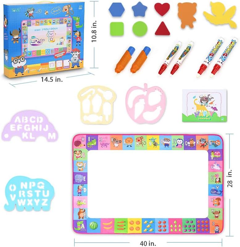 Christmas gift for kids Water Doodle Mat - Alphabet Pattern Kids Painting Toy Board with Magic Pens