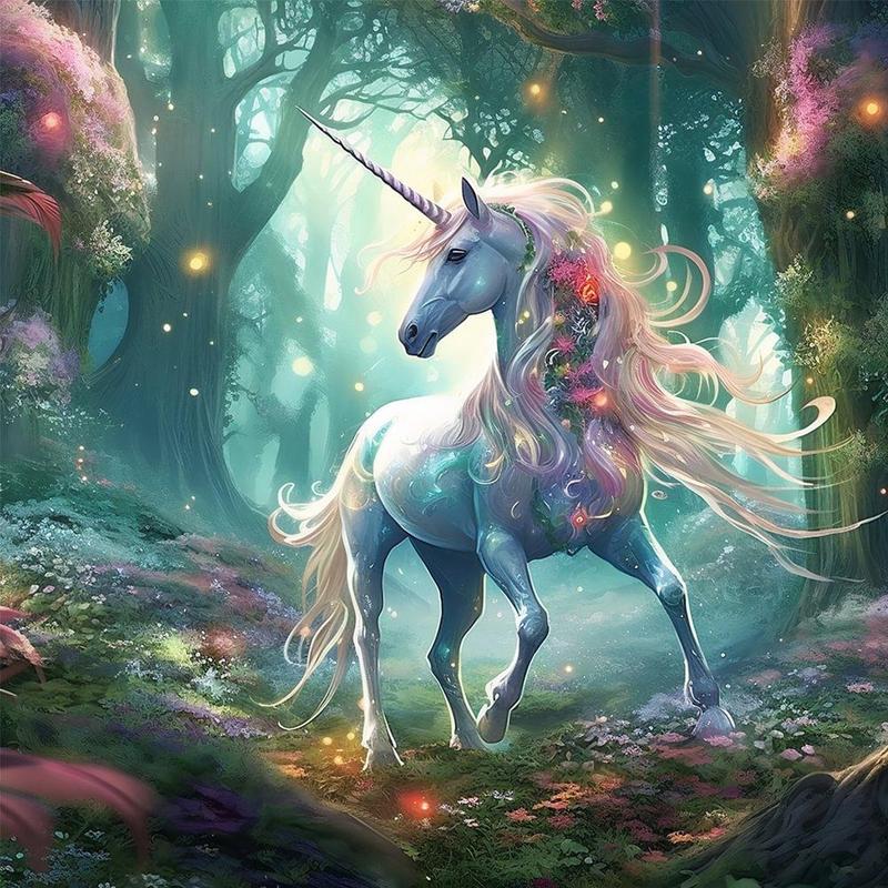 Unicorn Pattern DIY Diamond Arts Colorful Painting Without Frame, DIY 5D Diamond Arts Colorful Painting Kit, Wall Art Decor