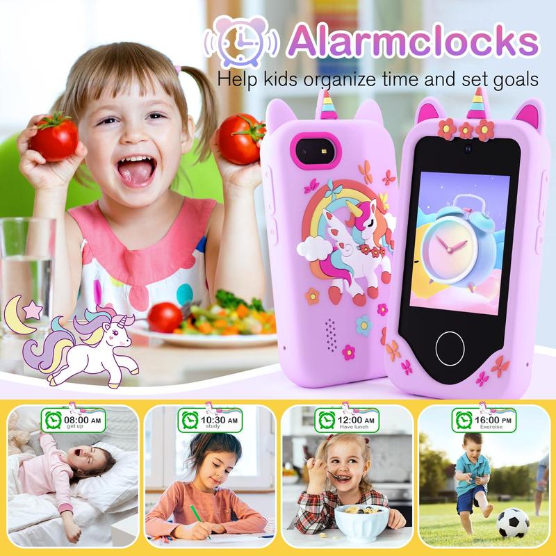 Unicorn Pattern Phone Toy, Learning & Educational Toy with 2.8inch IPS Screen, MP5 Music Player, HD Dual Camera, 1080P Video, Unicorn Protective Cover