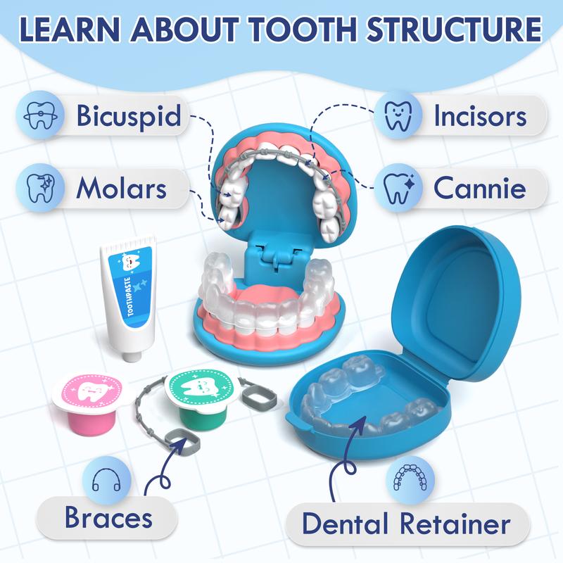 Lehoo Castle Doctor Kit for Kids, 31Pcs Dentist Playset, Pretend Doctor Kit, Super Smile Dentist Kit w  Teeth And Dental Accessories Toy, Pretend Play Toy, Education Toy for Kids, Birthday Gift for Boys Girls