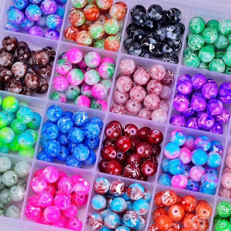 Glass Beads for Bracelet Jewelry Making kit Crystal Pattern Bead Stone Beaded 480pcs 8mm 24colors Round Gemstone Set Diy for Women Adult Beginners Earring Necklace Decoration