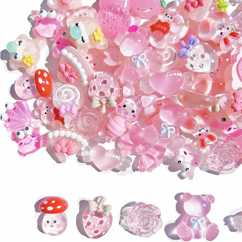 60pcs Cute Resin Charms Set - Bulk Mixed Slime Charms