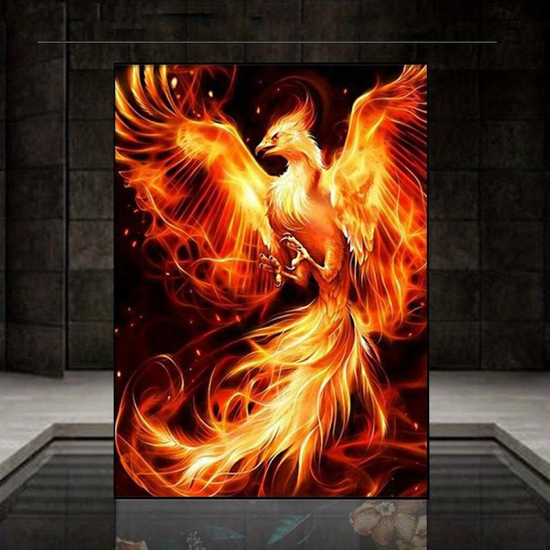 1 Set DIY Phoenix Pattern Artificial Diamond Unframed Painting, Phoenix Artificial Diamond Art Kit, Artificial Diamond Painting for Adults & Kids