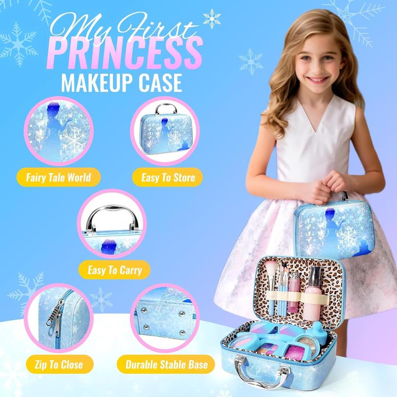 2024 Christmas gift Pretend Makeup for Toddlers, Fake Play Makeup for Little Girls, Frozen Toy Makeup Set for Girls, Birthday Christmas Princess Gifts Toddler Girl Toys Age 3 4 5 6 7 8