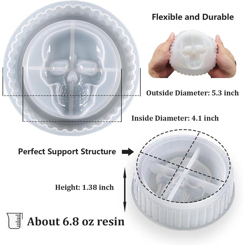 Resin Mold, Silicone Ashtray Mold Halloween Skull DIY Craft Gift Epoxy Resin Casting Molds Keletons Jewelry Storage Mould for Party, Home Decoration