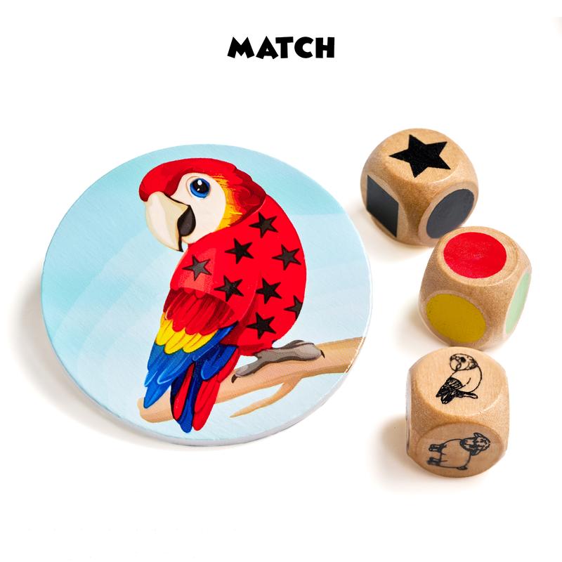 Wooden Roll and Match Board Game Ages, 4 and Up | Educational Toy for Kids | Ideal for Family Bonding, Game Nights & Travel | Boosts Focus&Thinking Skills family board