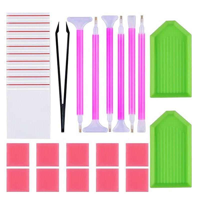 DIY Art Crafts, 29pcs DIY Paint In Diamond Tool Kit, Including Diamond Stitch Pen, Tweezer, Glue, Tray