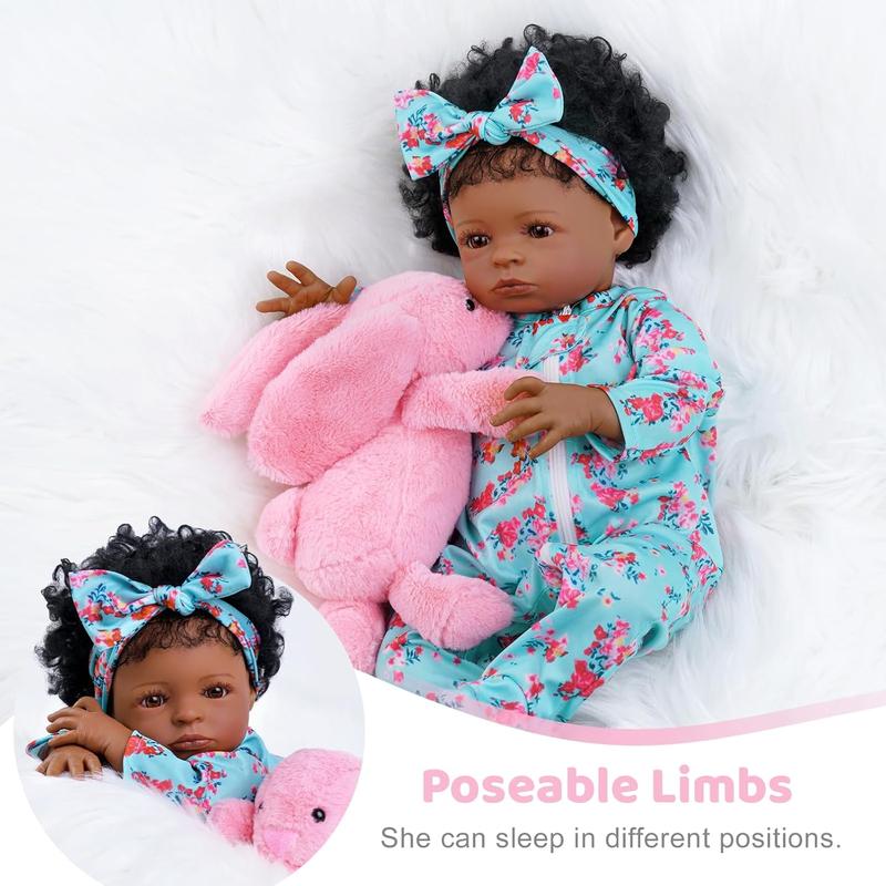 BABESIDE Lifelike Reborn Black Girl- 18-Inch Realistic Newborn Real Life Baby Dolls with Clothes and Toy Gift for Kids Age 3+ - Vanessa