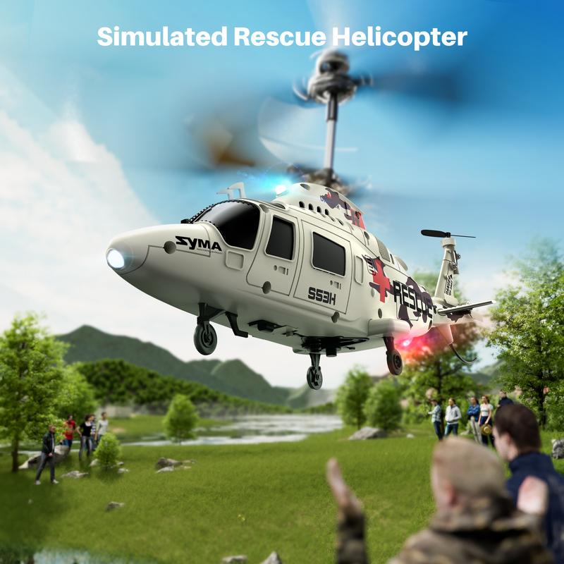 SYMA S53H RC Rescue Helicopter with Dazzling Night Flights,Unique Simulation Design, Low Battery Reminder, Altitude Hold, Perfect Helicopter Toys Gift for Boys and Enthusiast rc helicopter